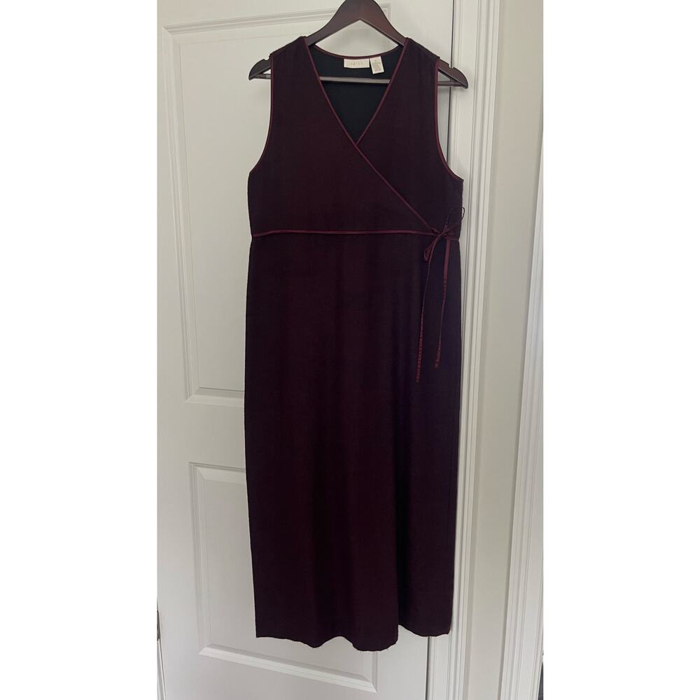 J.Jill Faux Wrap Maxi Dress Womens Sz. S Purple Plum Wool Blend